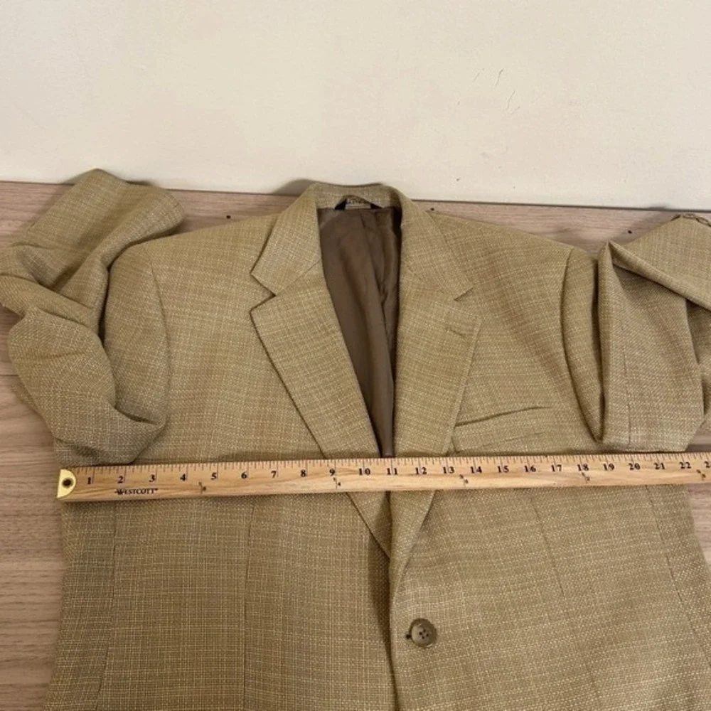 Chaps 100% Silk Two Button Blazer Tan 42R Good